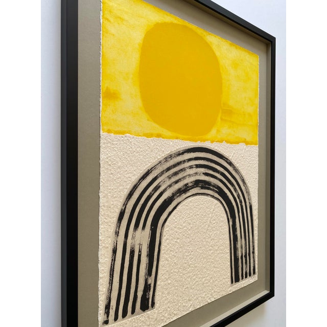 Yellow Raoul Lazar Vintage 1974 French Mid Century Modernist " Arc Jaune " Limited Edition Framed Signed Fine Art Embossed Aquatint Etching Print For Sale - Image 8 of 18