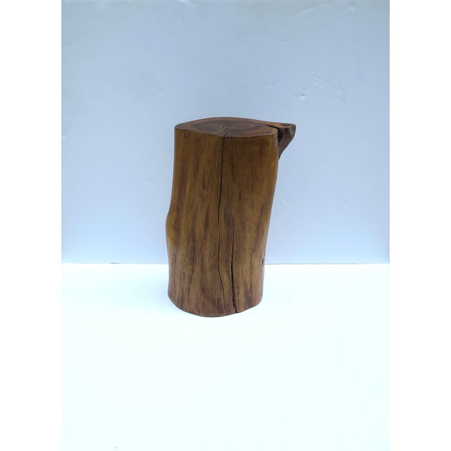 Contemporary Pedestal Side Drinks Table, Natural Wood Trunk, Organic Modern Style For Sale - Image 3 of 15