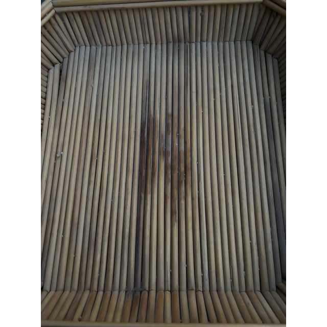 Vintage Square Bamboo & Rattan Clipped-Corner Serving Tray For Sale - Image 11 of 12