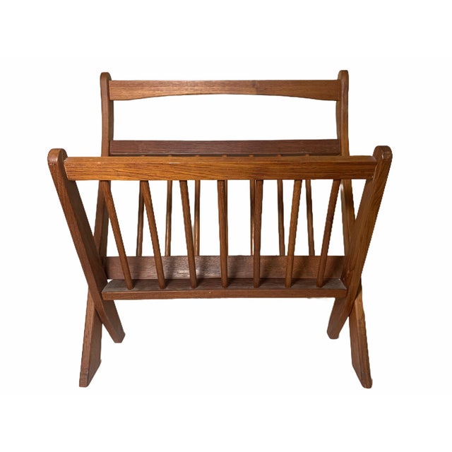 Mid-Century Modern 1970s Danish Modern Folding Teak Magazine Rack For Sale - Image 3 of 13