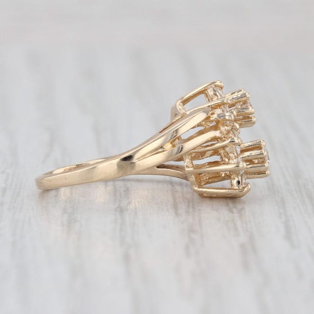 Metal 0.65ctw Diamond Flower Bypass Ring 14k Yellow Gold Size 5.5 For Sale - Image 7 of 8