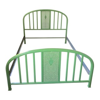 1930s Green Metal Full Size Bed For Sale
