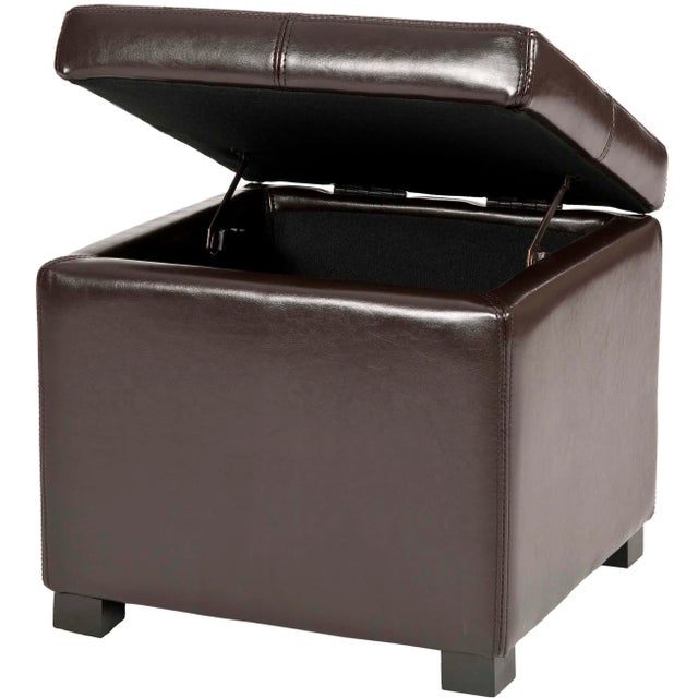 The Square Ottoman is the star of the living room, family room or den. Crafted with sleek brown bicast leather upholstery...