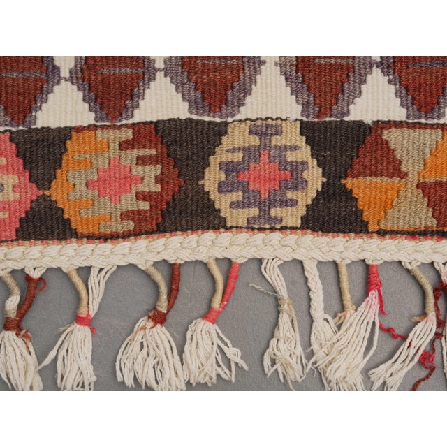 1970s Vintage Handmade Wool Cotton Chocolate Brown Runner Rug For Sale In San Francisco - Image 6 of 11