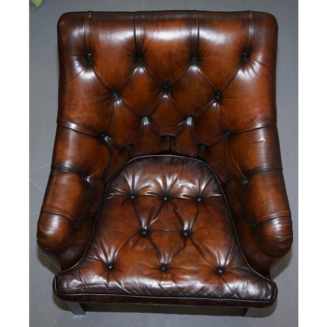 Set of Occasional Desk Armchairs in Brown Leather by George Smith For Sale - Image 4 of 18