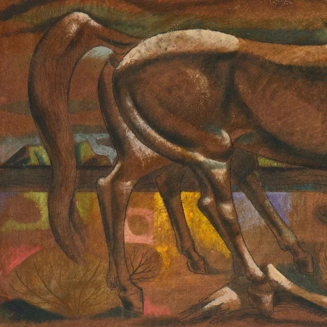 Brown 'Mare and Foal' by Leon D'Usseau, Equestrian Modernist Oil, Chouinard, Los Angeles County Museum of Art, Metropolitan Museum For Sale - Image 8 of 12