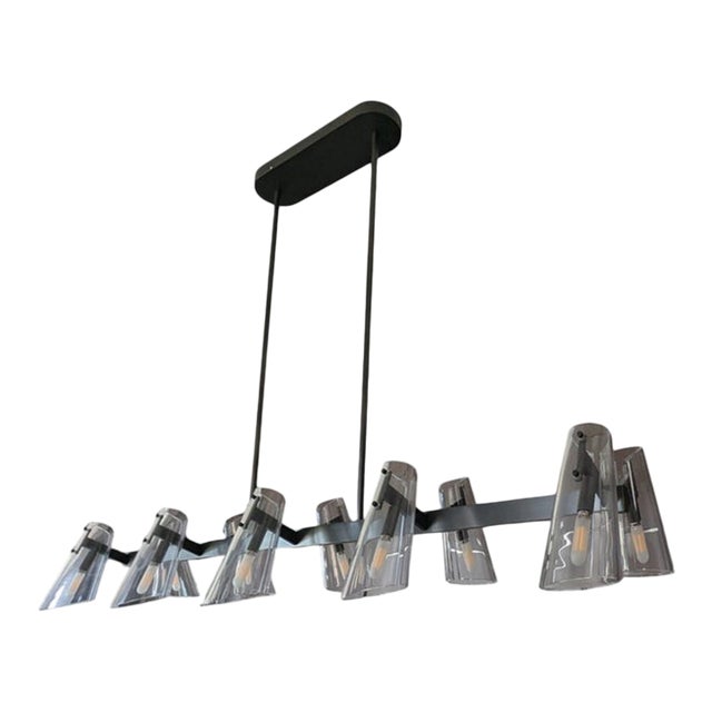 Contemporary Jonathan Browning Valette Solid Brass Linear Chandelier For Sale