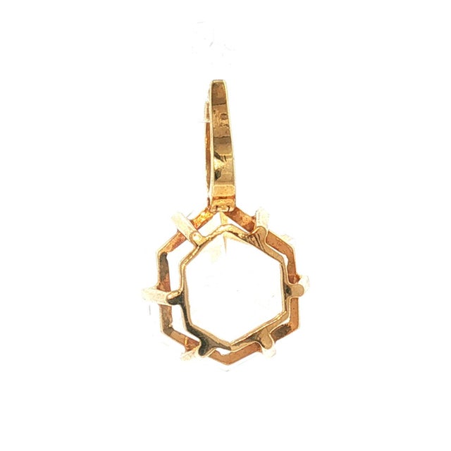 Contemporary Late 20th-Century 14kyg Mirror Faceted Quartz Clip Pendant For Sale - Image 3 of 3
