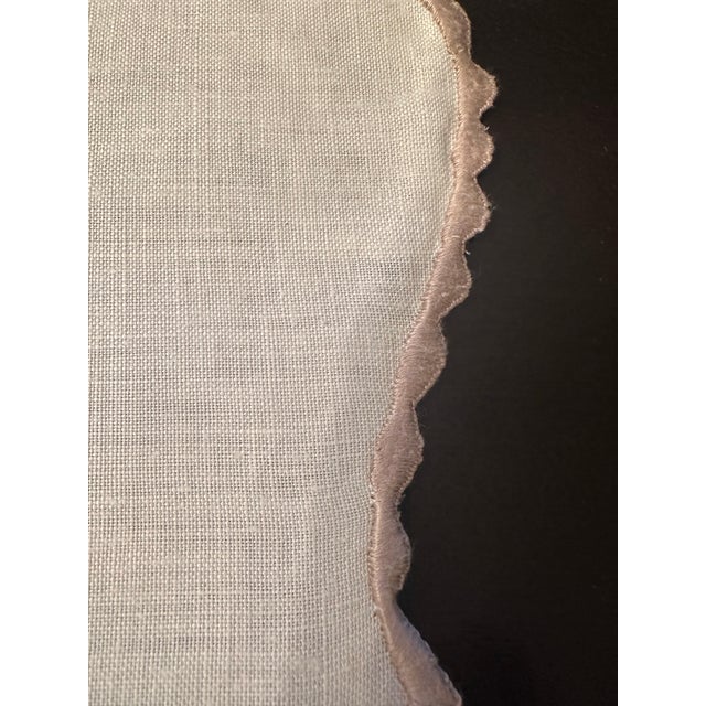 Vintage 100% Linen Tablecloth With Hand Embroidered Scalloped Edge From Portugal For Sale In Washington DC - Image 6 of 6