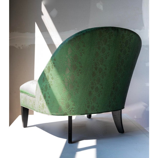 1940s Vintage Round Back Green Upholstered Chair For Sale - Image 5 of 13