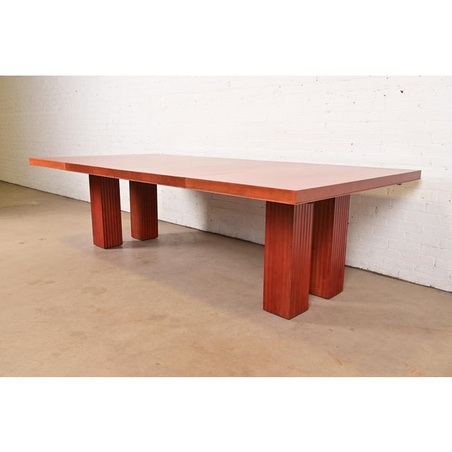 Baker Furniture Modern Art Deco Parquet Top Extension Dining Table, Newly Refinished For Sale - Image 10 of 17