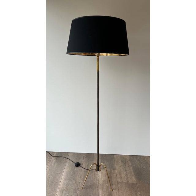 Mid-Century Modern 1960s Mid-Century Modern Gun Metal and brass designer floor lamp For Sale - Image 3 of 12