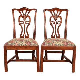 Henredon Georgian Carved Mahogany Side Chairs or Dining Chairs, Pair For Sale
