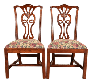 Henredon Georgian Carved Mahogany Side Chairs or Dining Chairs, Pair