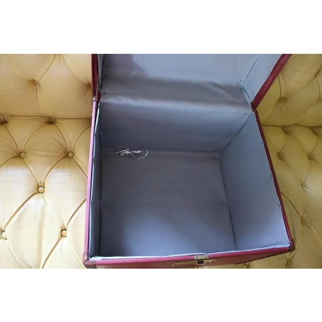 Red Cube Shape French Red Canvas Trunk, 1930s For Sale - Image 8 of 13