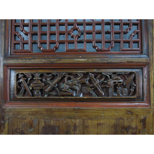 Brown Monumental 11 Feet Tall Antique Chinese Screen Panel Door – Set of 6 For Sale - Image 8 of 13