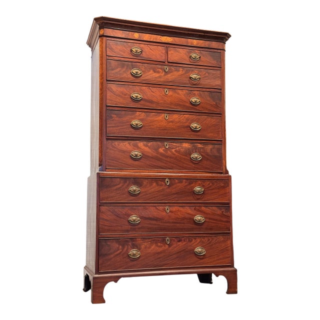 Late 18th Century George III Inlaid Mahogany Chest For Sale