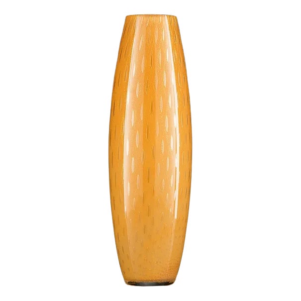 Slim Big Italian Gold and Orange Murano Glass Mocenigo Vase by Marco Segantin for VGnewtrend For Sale