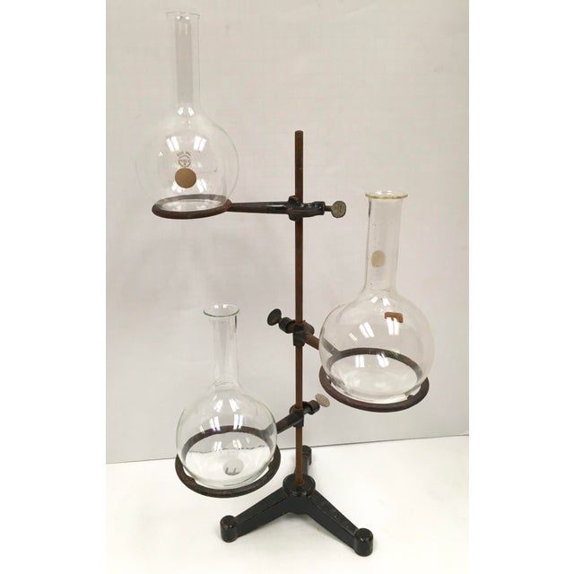 Antique Chemistry Lab Stand With Glass Beakers 4 Pc. Set Chairish