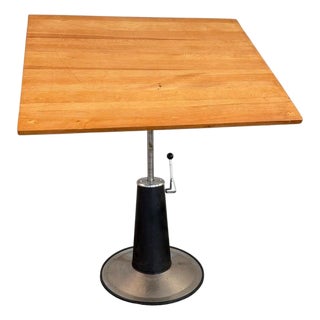 1950s Mid-Century Hydraulic Pump Pedestal Drafting Table by Belmont For Sale