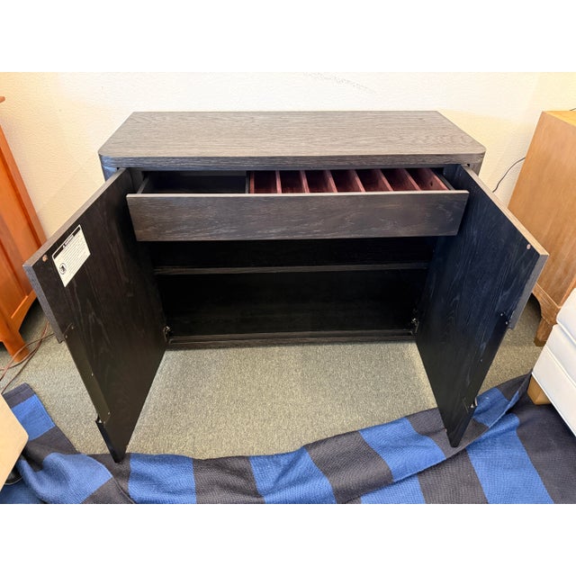 Contemporary Restoration Hardware Breton Double-Door Sideboard, Black Oak With Bronze For Sale - Image 3 of 12