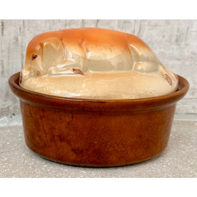 Brown Portuguese Pottery Majolica Pig Pâté Tureen, Casserole in the Style of Secla- Circa 1950 For Sale - Image 8 of 12
