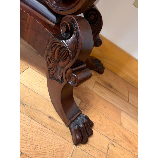 Mid 19th Century Hand Carved Mahogany Empire Dragon Claw Foot Game Table For Sale - Image 11 of 12