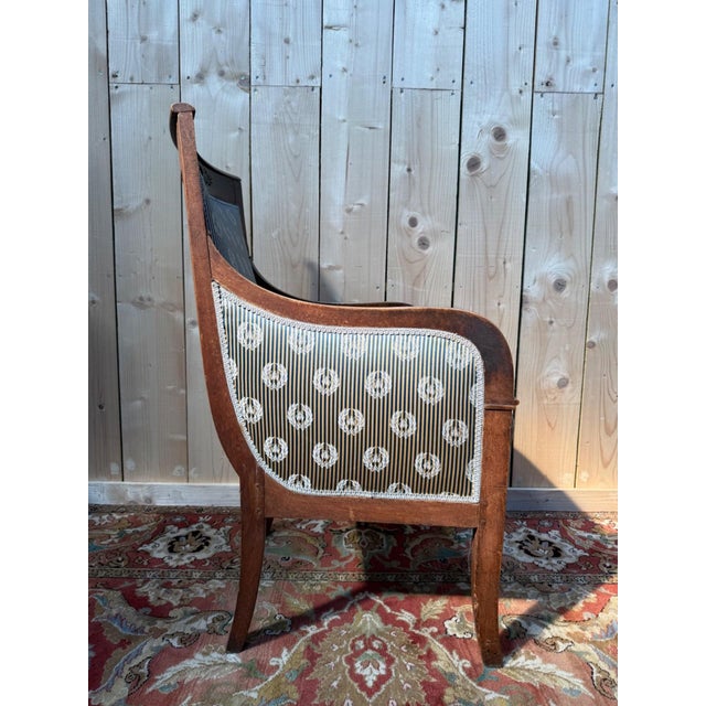 Wood Empire Armchair in Silk and Walnut For Sale - Image 7 of 8