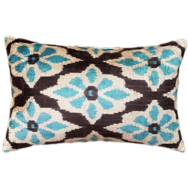 Contemporary Silk Uzbek Ikat Velvet Hand Made Pillow Cushion For Sale - Image 3 of 3