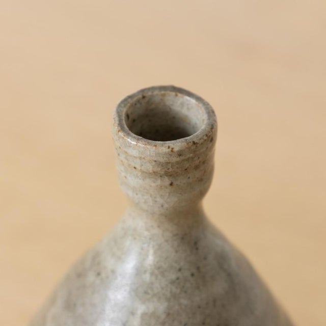 Cream Vintage Japanese Minimalist Stoneware Vessel For Sale - Image 8 of 9