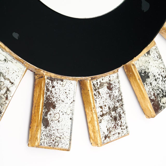 Glass Covered Vintage Sunburst Mirror For Sale - Image 9 of 9