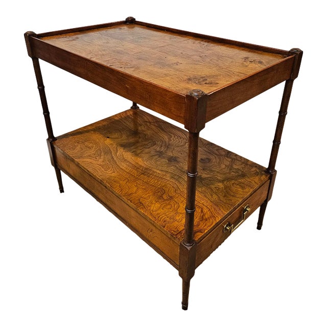 Early 20th Century Vintage Baker Furniture Two-Tiered Burl Wood Side ...