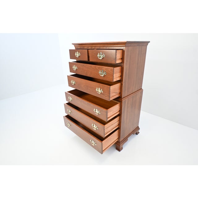 Stickley Chippendale Style Cherry Highboy Dresser | Newly Refinished For Sale - Image 9 of 15