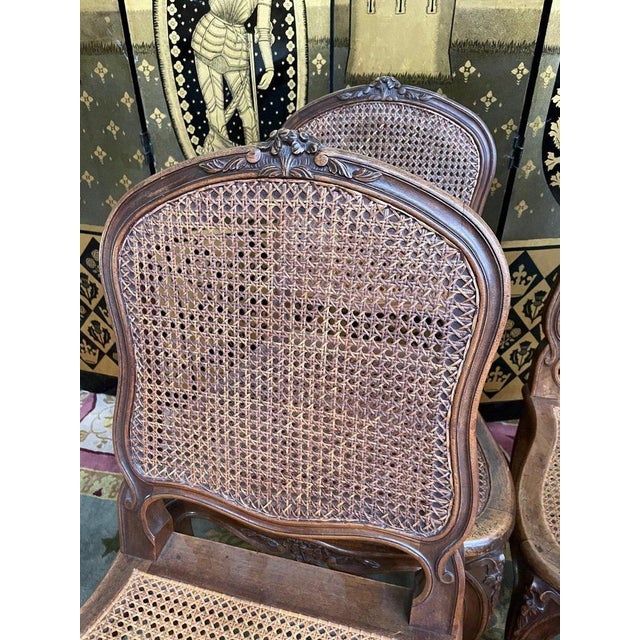Louis XV Walnut and Caning Chairs, Set of 4 For Sale - Image 4 of 8
