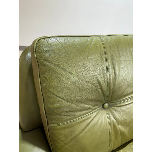 1960s Mid Century Svend Skipper Olive Leather and Oak Brutalist Low