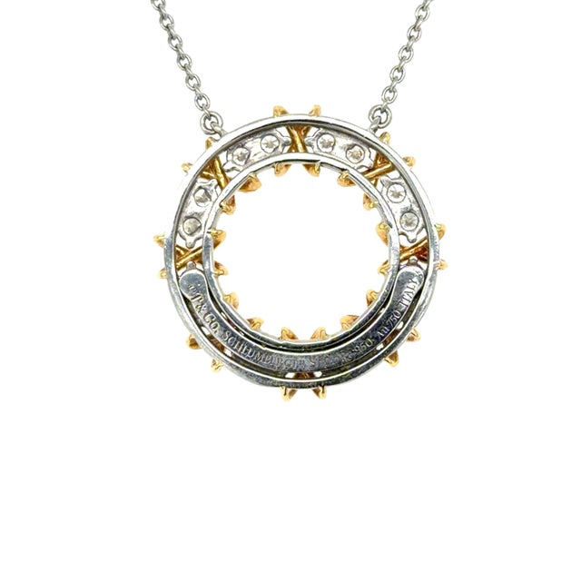 Early 21st Century Schlumberger for Tiffany & Co., Sixteen Stone Diamond Circle Pendant/Necklace For Sale - Image 5 of 6