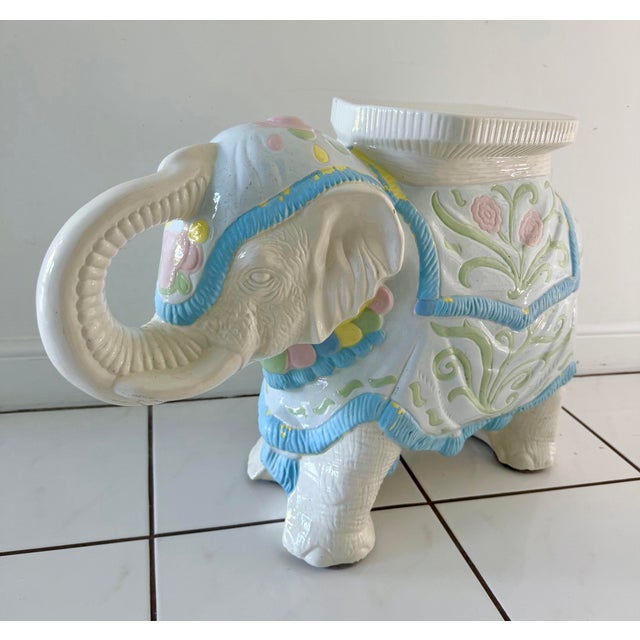 Vintage gorgeous elephant garden school Hollywood regency style. Hand painted in gorgeous pastel colors. Palm beach style...