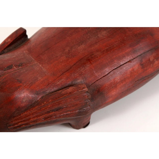 Carved Chinese Elephant Opium Pillow in Oxblood Red For Sale - Image 4 of 12