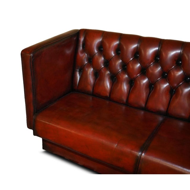 Brown Set of 4-5 Seater Chesterfield Brown Leather Sofas For Sale - Image 8 of 18