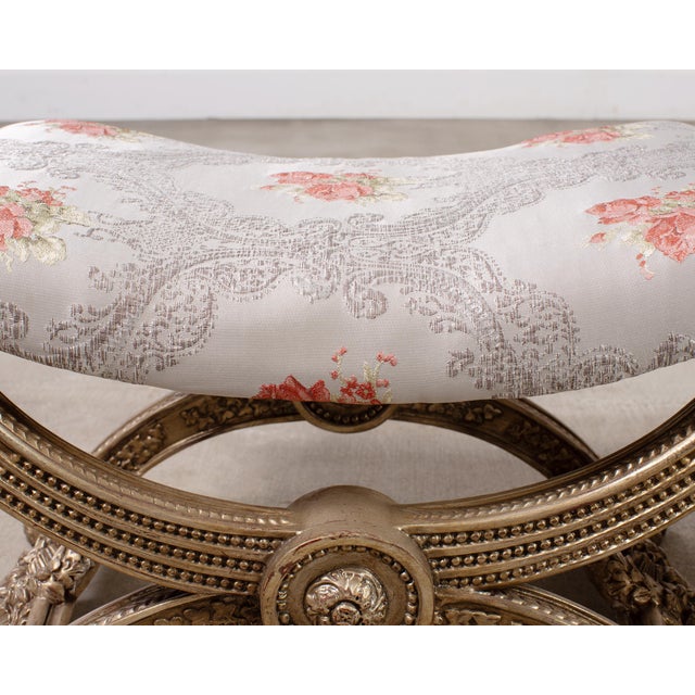Wood Pair of Italian Neoclassical Style Silvered Curule Bench Seats For Sale - Image 7 of 18