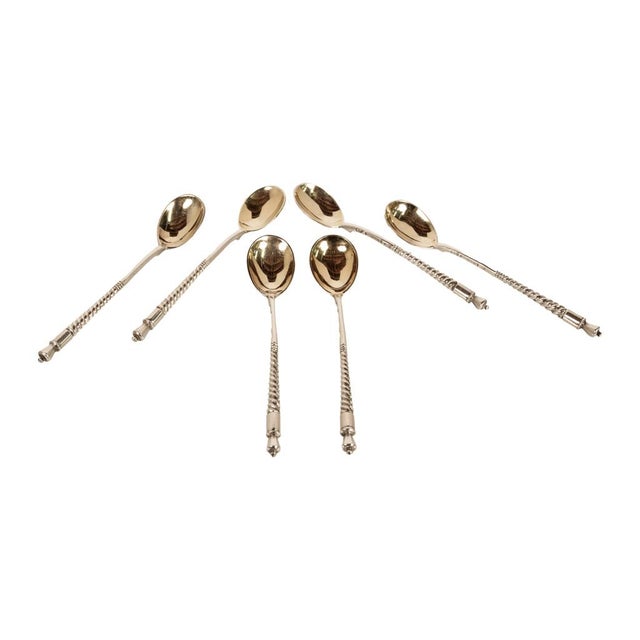 Victorian Antique Russian Imperial Silver Spoons by Fedor Rückert Faberge Moscow 1889 - Set of 6 For Sale - Image 3 of 15