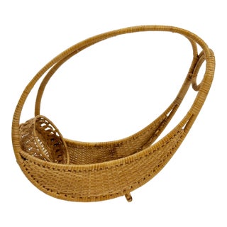 Woven Wicker Wine Caddy Bottle Holder For Sale