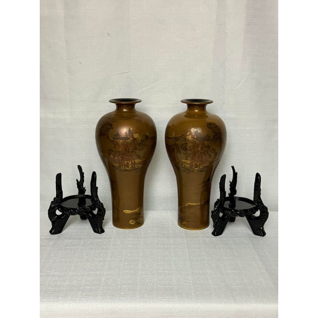 1960s Monumental "Bodiless" Lacquer Vases by Cheng Lung Chi - James Mont Style For Sale - Image 11 of 12
