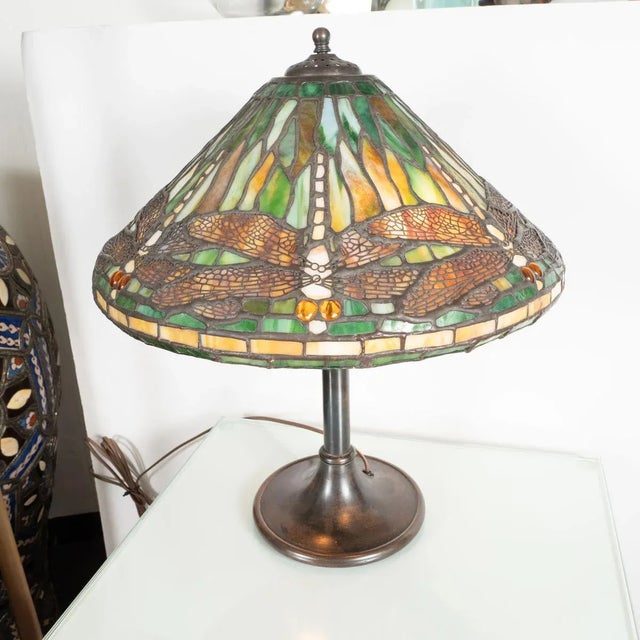 Mid-Century Modern Vintage Dragonfly Motif Table Lamp in the Style of Lalique For Sale - Image 3 of 11