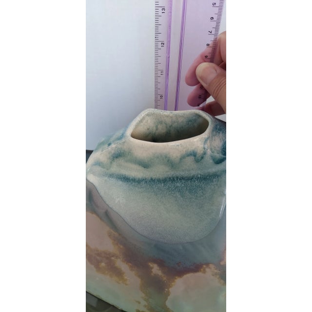 Light Green Late 20th Century Tony Evans Signed Large Raku Vase For Sale - Image 8 of 12