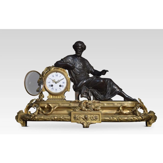 Late-19th Century French Gilt Metal Mantel Clock For Sale - Image 4 of 9