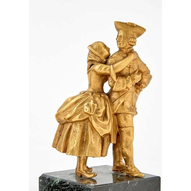 18th Century Pair of French Gilt-Bronze Figural Groups of Courting Couples For Sale - Image 12 of 13