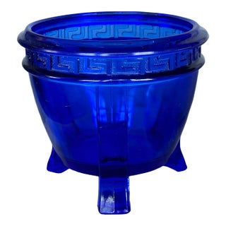 Cobalt Blue Glass Art Deco Vase Flower Pot For Sale