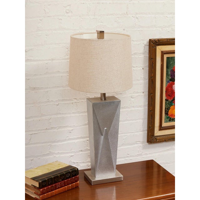 Mid 20th Century Mid 20th Century Silver Tone Designer Lamp For Sale - Image 5 of 10
