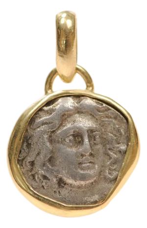 An Ar Drachm Helios Pendant Trimmed in 18k Gold